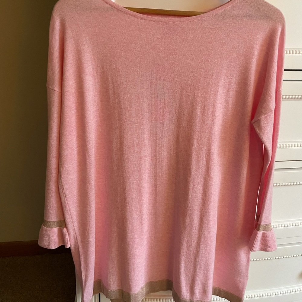 Lilly Pulitzer-Pink Sweater with gold trim
